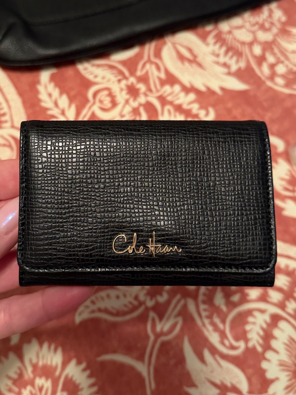 Never Used - Cole Haan Black Textured Leather Card Holder